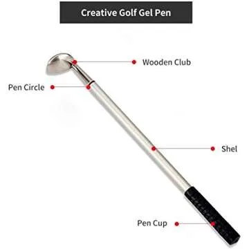 MOSNAI Golf Club Pen Set, Mini Desktop Golf Pen Gift Set with Putting Green 2 Balls, Flag and 3 Colors Metal Golf Club Gel Pens