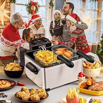 Giantex Electric Deep Fryer with 3 Baskets and Timer
