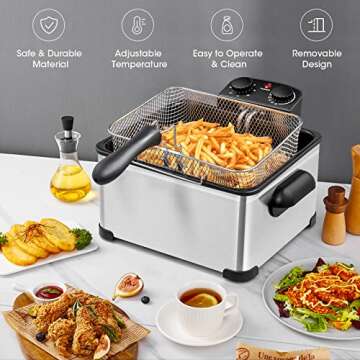Giantex Electric Deep Fryer with 3 Baskets and Timer
