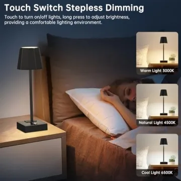 Racokky 2 Pack Cordless Table Lamp with Rechargeable Battery