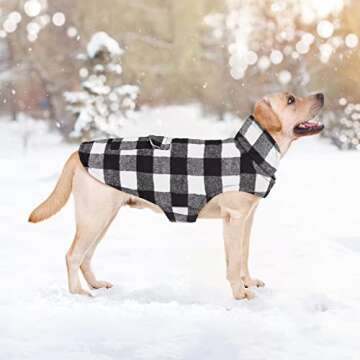 Malier Dog Winter Coat, Reversible Classic Plaid Waterproof Dog Winter Jacket Warm Dog Vest with Poc...