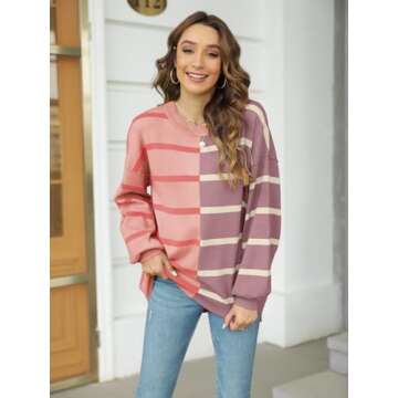 Stylish Fisoew Women's Striped Pullover Sweater