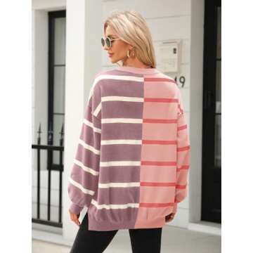 Stylish Fisoew Women's Striped Pullover Sweater