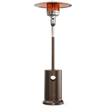 EAST OAK 48,000 BTU Patio Heater with Table Design & Wheels - Outdoor Comfort