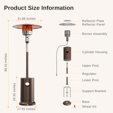 EAST OAK 48K BTU Patio Heater with Table Design Outdoor