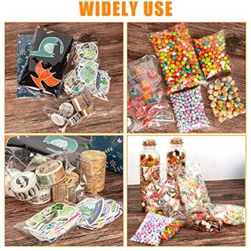 Labeol Cellophane Bags Self Sealing 500pcs Clear Resealable Bags 3 Sizes 3x4 4x6 5x7 Cookie Bags for Packaging Snack Bags Cello Bags for Bakery Party Gift Candy Treat Bags