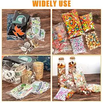 Labeol Cellophane Bags Self Sealing 500pcs Clear Resealable Bags 3 Sizes 3x4 4x6 5x7 Cookie Bags for Packaging Snack Bags Cello Bags for Bakery Party Gift Candy Treat Bags