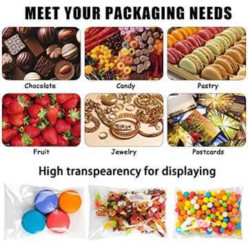 Labeol Cellophane Bags Self Sealing 500pcs Clear Resealable Bags 3 Sizes 3x4 4x6 5x7 Cookie Bags for Packaging Snack Bags Cello Bags for Bakery Party Gift Candy Treat Bags