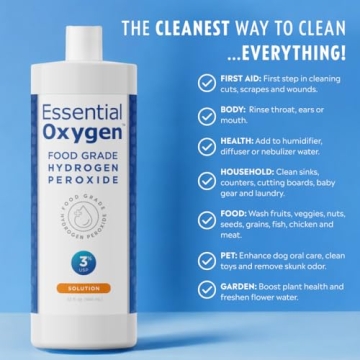 Essential Oxygen Food Grade Hydrogen Peroxide Natural Cleaner 32 Fl Oz