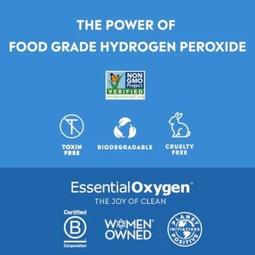 Essential Oxygen Food Grade Hydrogen Peroxide Natural Cleaner 32 Fl Oz