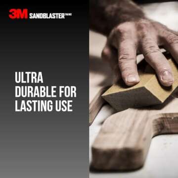 3M SandBlaster Dual Angle Bare Surfaces Sanding Sponge, 220 Grit, For Wet Or Dry Use, Professional-Grade Foam Keeps Its Shape For Lasting Use, Premium Mineral Grits For Effective Hand Sanding (9565)