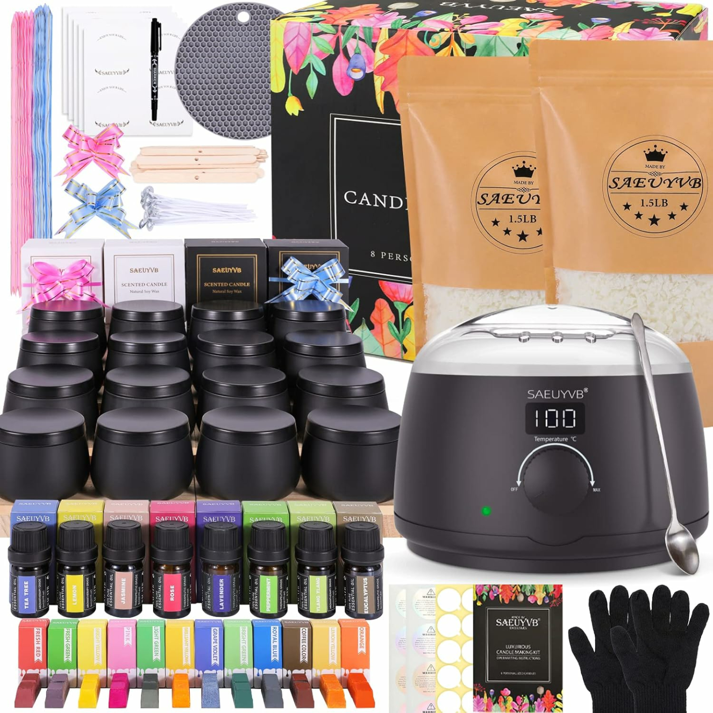 Candle Making Kit with Hot Plate, DIY Soy Supplies