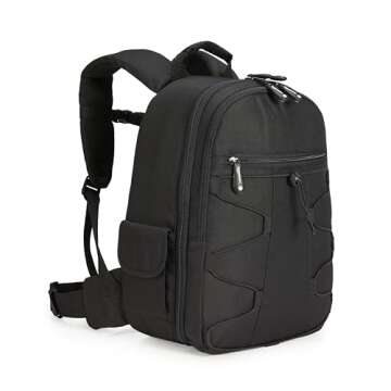 Amazon Basics Backpack for SLR Cameras and Accessories-Solid, Black