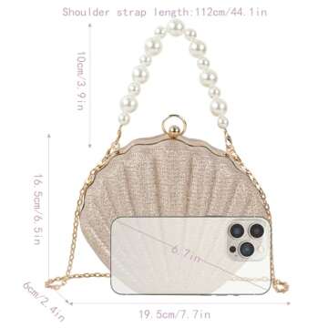 ZLM BAG US Glitter Seashell Evening Clutch Purse with Pearls