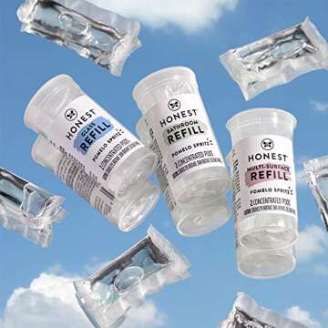 The Honest Company Clean Vibes Refillable Multi-Room Cleaning Kit | 3 Spray Bottles, 6 Concentrated Pods, Pomelo Spritz Scent