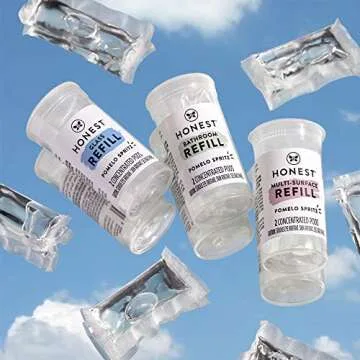 The Honest Company Clean Vibes Refillable Multi-Room Cleaning Kit | 3 Spray Bottles, 6 Concentrated Pods, Pomelo Spritz Scent