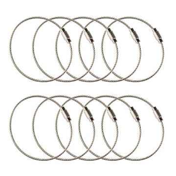 Durable Stainless Steel Wire Keychains - 25 Pack of 6.3 Inch Loops for Luggage Tags and More