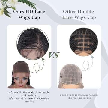 Alebery 13X8 HD Lace Front Braided Wigs for Black Women Cornrow Box Braid Wigs with Baby Hair Black ...