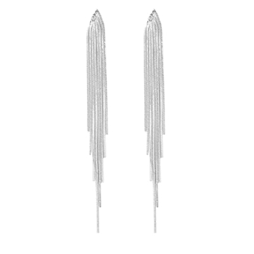 FUTIMELY Long Tassel Dangle Drop Earrings for Woman,Silver/Gold Punk Sleek Metal Chain Earrings Wedd...