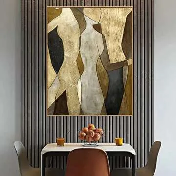 Stylish Modern Picasso Oil Painting with Gold Foil