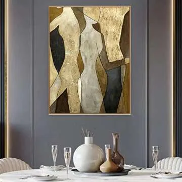 Stylish Modern Picasso Oil Painting with Gold Foil