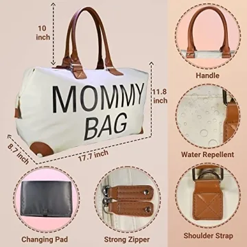 X-LARGE Capacity Diaper Bag Tote Set for Moms - Waterproof