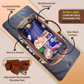X-LARGE Capacity Diaper Bag Tote Set for Moms - Waterproof