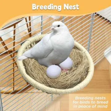 kathson Hemp Rope Weave Bird Breeding Nest Bed for Parakeet Cockatiel Canary Lovebird and Small Parrot Cage Hatching Nesting Box（Beige）