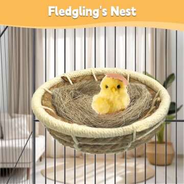 kathson Hemp Rope Weave Bird Breeding Nest Bed for Parakeet Cockatiel Canary Lovebird and Small Parrot Cage Hatching Nesting Box（Beige）