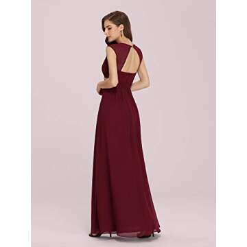Ever-Pretty Womens A-Line Floor Length Chiffon Bridesmaid Dress 20 US Burgundy