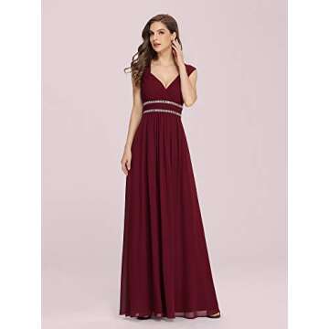Ever-Pretty Womens A-Line Floor Length Chiffon Bridesmaid Dress 20 US Burgundy