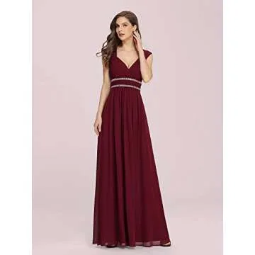 Ever-Pretty Womens A-Line Floor Length Chiffon Bridesmaid Dress 20 US Burgundy
