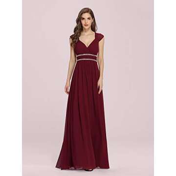 Ever-Pretty Womens A-Line Floor Length Chiffon Bridesmaid Dress 20 US Burgundy