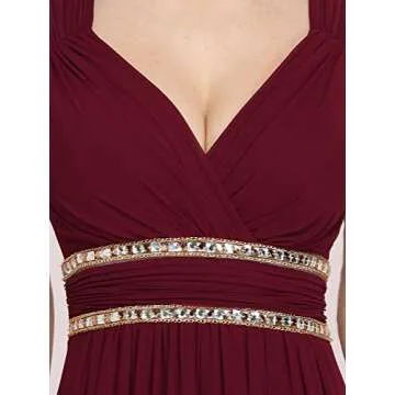 Ever-Pretty Womens A-Line Floor Length Chiffon Bridesmaid Dress 20 US Burgundy