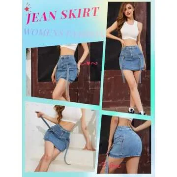 Cargo Skirt Women y2k Button Mini Jeans Skirt Denim Skirt with Pocket Low Waist