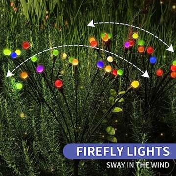 SUNCKET Upgraded Colorful Firefly Lights, Solar Lights Outdoor Garden, Swaying Yard Lights Waterproof for Outdoor Garden Decorations (4 Pack)