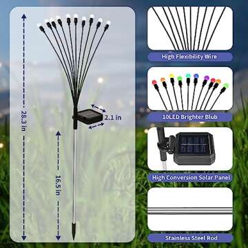 SUNCKET Upgraded Colorful Firefly Lights, Solar Lights Outdoor Garden, Swaying Yard Lights Waterproof for Outdoor Garden Decorations (4 Pack)