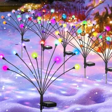 SUNCKET Upgraded Colorful Firefly Lights, Solar Lights Outdoor Garden, Swaying Yard Lights Waterproof for Outdoor Garden Decorations (4 Pack)