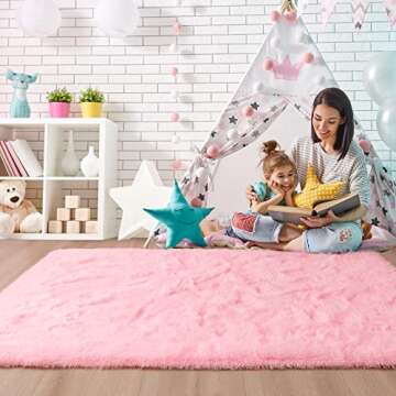 Noahas Fluffy Bedroom Rug Plush Fuzzy Rugs for Kids Room Living Room, Soft Shaggy Nursery Rug Furry ...