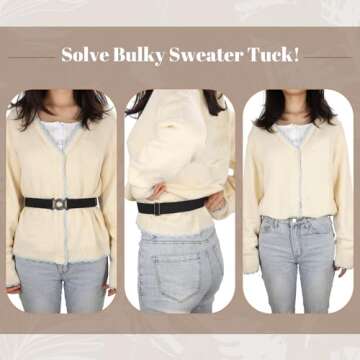 JASGOOD Womens Invisible Belt Comfortable Elastic Adjustable No Show Web Belt Metal Buckle Belt, A-Black,US Size 0-14