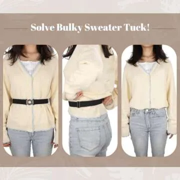 JASGOOD Womens Invisible Belt Comfortable Elastic Adjustable No Show Web Belt Metal Buckle Belt, A-Black,US Size 0-14