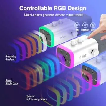 FIFINE XLR/USB Gaming Microphone for Streaming Podcasting, PC Computer RGB Mic, with Gain Knob, Mic Mute, Monitoring Jack, Gamer Mic for Recording Video Creation-AmpliGame AM8 White