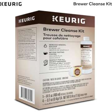 Keurig Brewer Cleanse Kit For Maintenance Includes Descaling Solution & Rinse Pods, Compatible with Keurig Classic/1.0 & 2.0 K-Cup Pod Coffee Makers, 4 Count