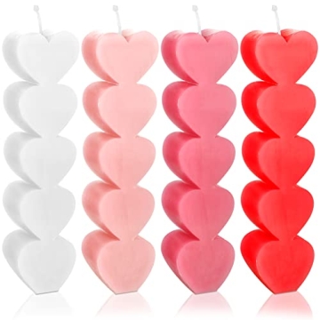 Jutom 4 Pcs Valentine's Day Love Heart Shape Candle Aesthetic Scented Soy Wax Candles Romantic Love ...