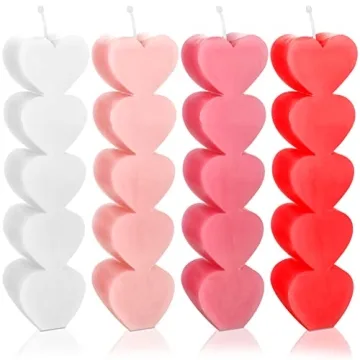 Jutom 4 Pcs Valentine's Day Love Heart Shape Candle Set - Romantic Aesthetic Gifts for Her and Him