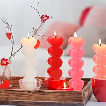 Jutom Heart Shaped Candles Set - Perfect for Valentine's Day