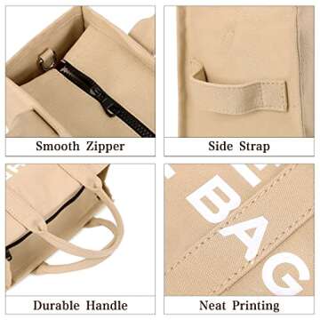 JQWSVE Canvas Tote Bags for Women Handbag Tote Purse with Zipper Canvas Crossbody Bag for Office, Travel
