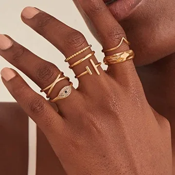 Stylish GNIRTSI Gold Hammered Ring for Women