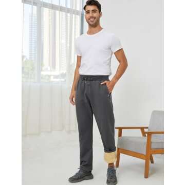 Gihuo Men's Winter Warm Fleece Pants Sherpa Fleece Lined Jogger Pants Sweatpant Athletic Running Straight Cuff Pants (Grey, Medium)