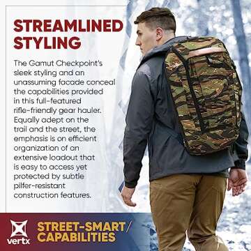 Vertx Gamut Checkpoint Mens Tactical Backpack 25L Large Molle Laptop Rucksack for Travel, Work, Outdoor, Utility Gear Bag, Heather OD/Galaxy Black